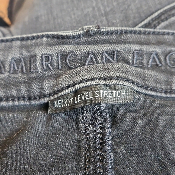 American Eagle Outfitters Hi Rise Shortie Distressed Black Denim Shorts - Picture 5 of 6